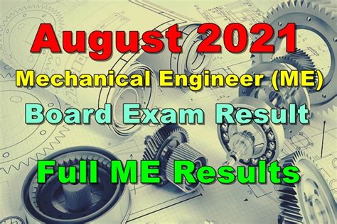 RESULTS: August 2021 Mechanical Engineer ME, .